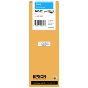 Tinta Epson T6062 Cyan 220ml UltraChrome K3 original sellada de fábrica