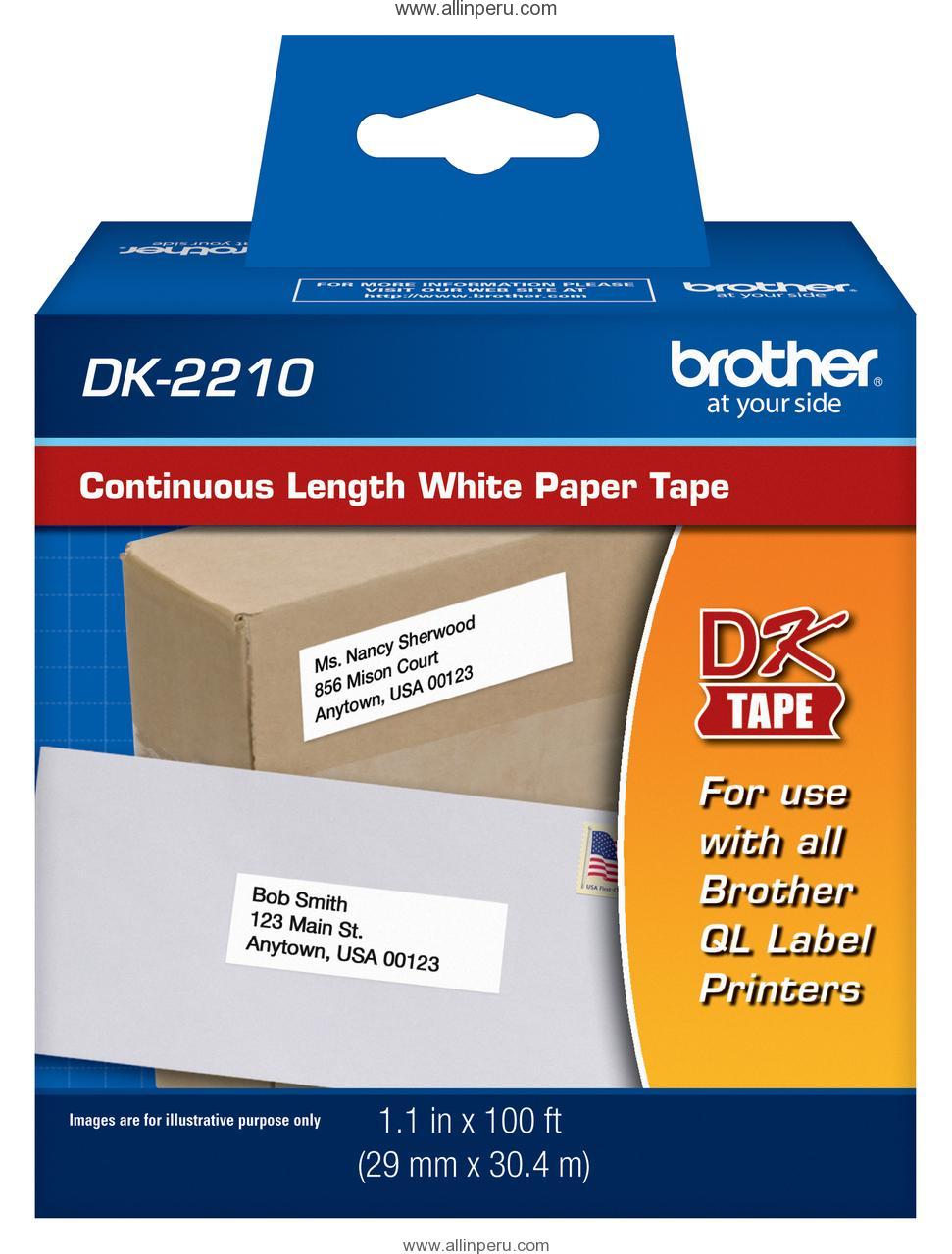 Cinta Brother DK-2210 29"Mm X-30.4"Mm , Negro / Blanco