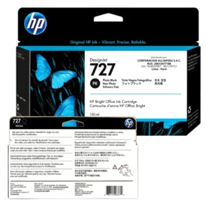 Foto de etiqueta original tinta HP 727 negro fotográfico B3P23A