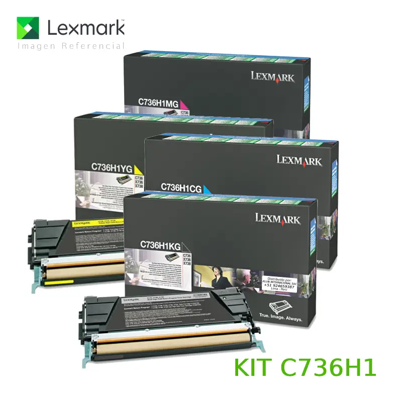 Kit Toner C736H1 Lexmark C736H1CG, C736H1YG, C736H1MG, C736H1KG
