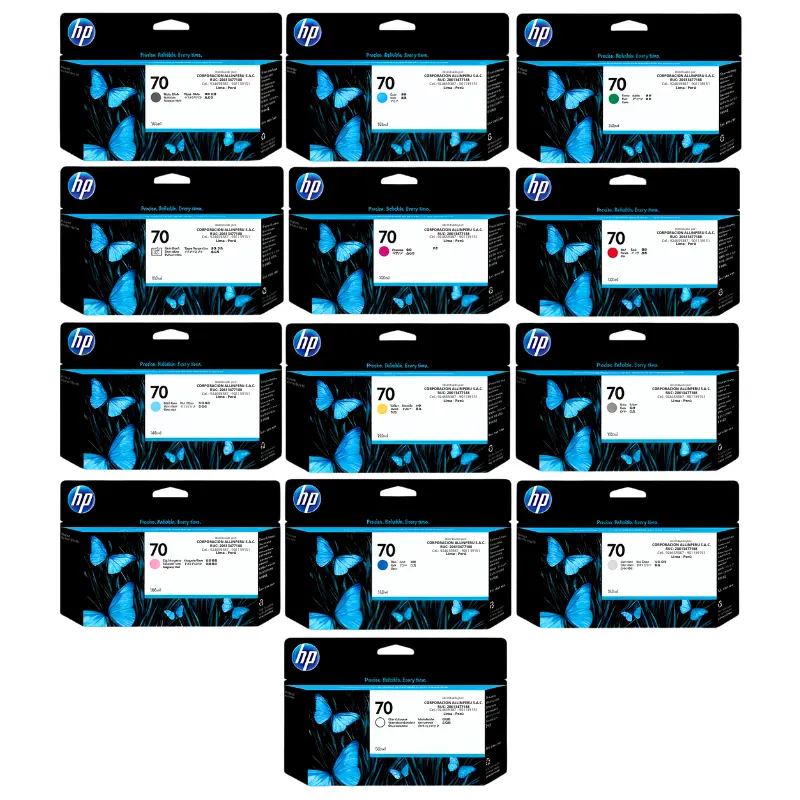 Kit Tinta HP 70 Completo Kit tinta HP 70 13 colores 130ml para DesignJet
