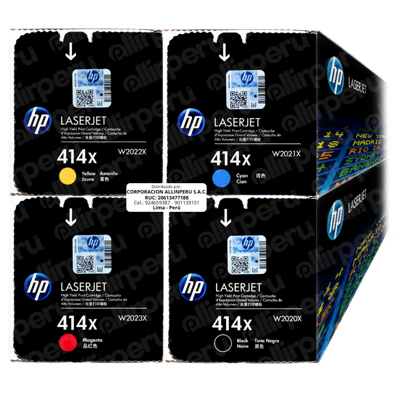 Kit toner HP 414X CMYK caja sellada original
