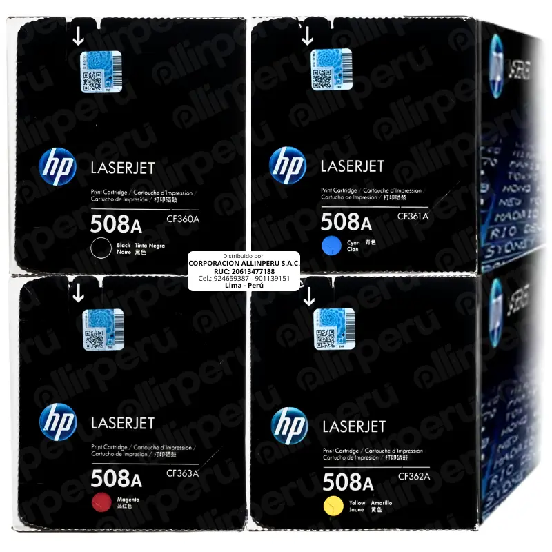 Kit Toner HP 508A 4 Colores para LaserJet M552 M553 M577