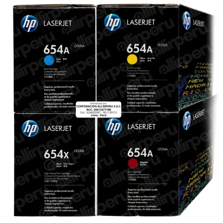 Kit Toner HP 654A - 654X CMYK para LaserJet M651
