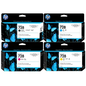 Foto de kit tinta HP 728 130ml CMYK cuatro cartuchos originales