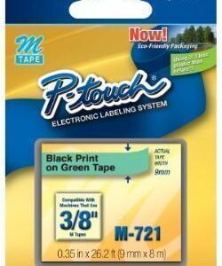 Cinta Brother M-721 3/8" (9Mm) , Negro & Verde Metalizado