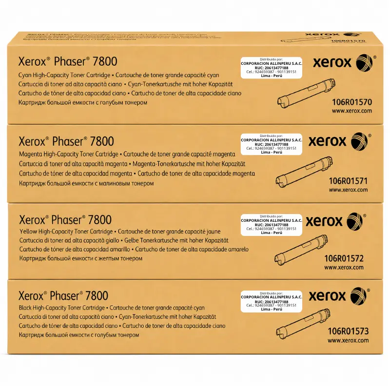 Pack tóner Xerox Phaser 7800 alta capacidad 4 colores