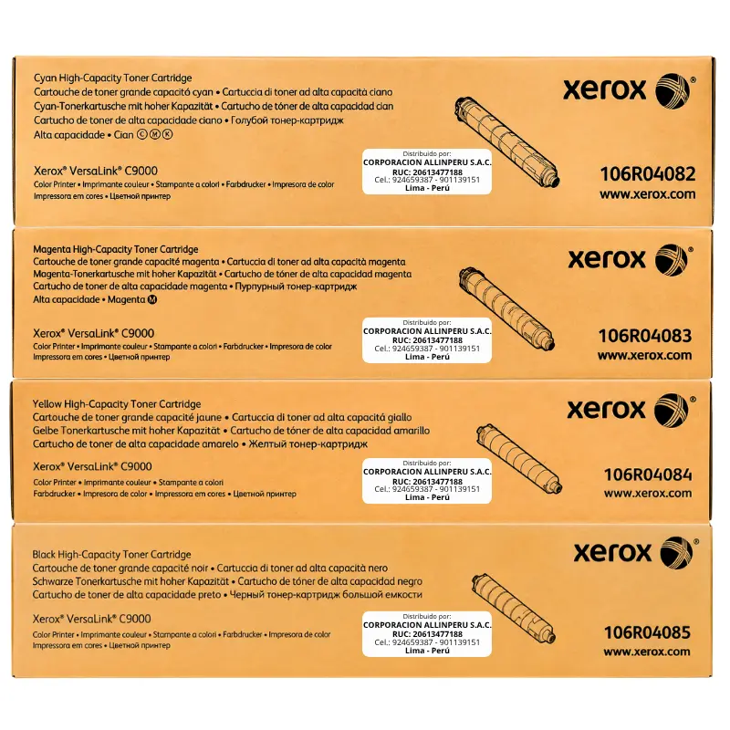 Pack Tóner Xerox VersaLink C9000 - 106R04082, 106R04083, 106R04084, 106R04085 Pack de tóner Xerox VersaLink C9000 CMYK original