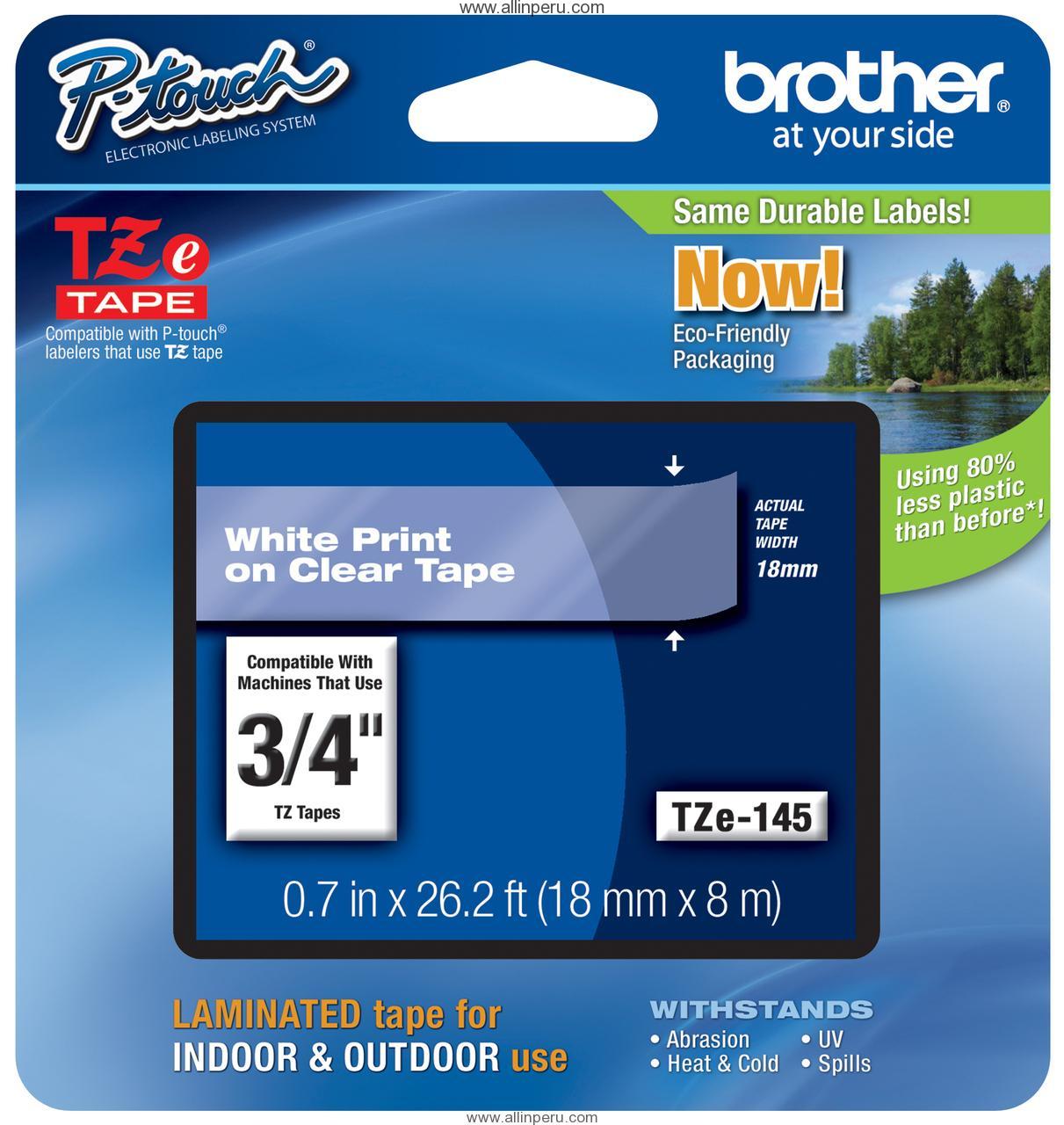 Cinta Brother TZE-145 18 Mm., Blanco & Transparente
