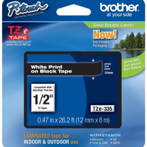 Cinta Brother TZE-335 12 Mm. , Blanco & Negro