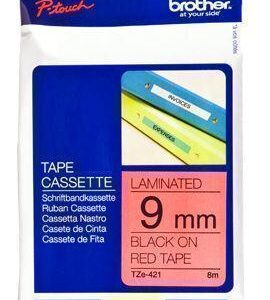 Cinta Brother TZE-421 3/8" (9Mm) , Negro & rojo