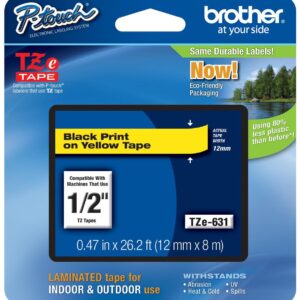 Cinta Brother TZE-631 1/2" (12Mm) , Negro & amarillo
