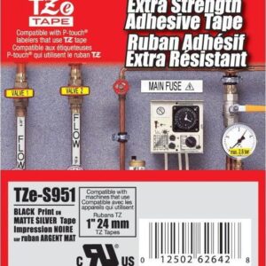Cinta Brother TZE-S951 24 Mm.X 8 Mts., Negro & Plata Mate