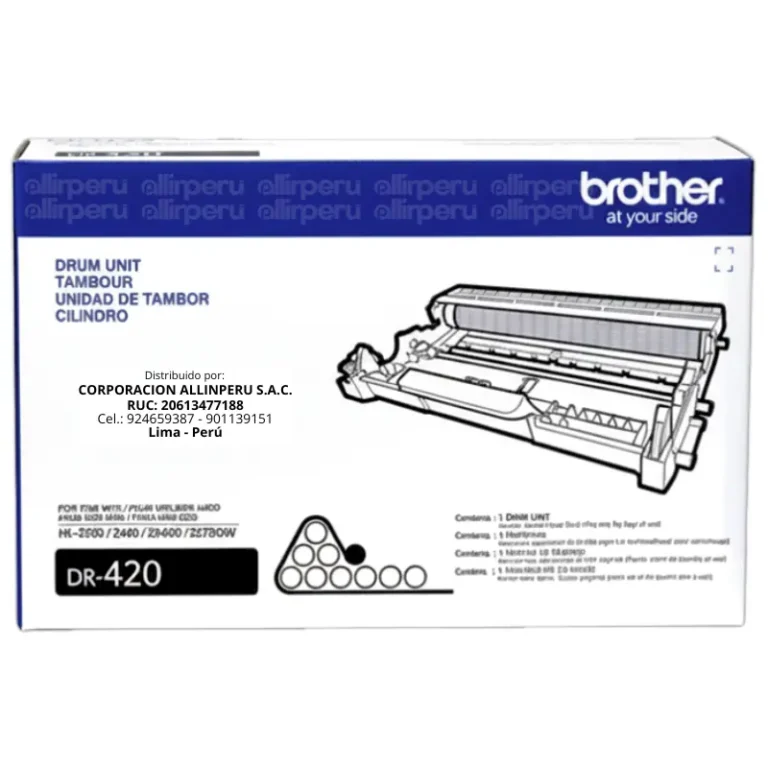 Tambor Brother DR-420 negro original de frente sobre fondo blanco
