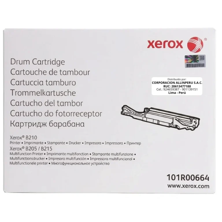 Foto de tambor xerox 101r00664 negro original para impresoras Xerox B205, B210 y B215