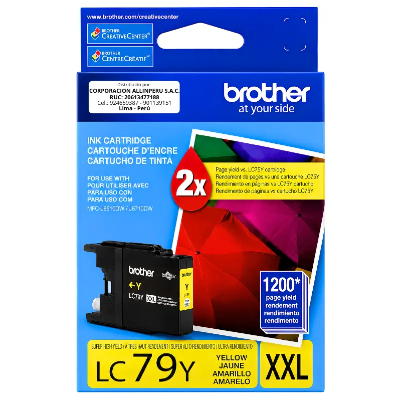 Foto de tinta Brother LC-79Y amarillo cartucho original frontal