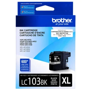 Foto de tinta Brother LC103BK negro original vista frontal