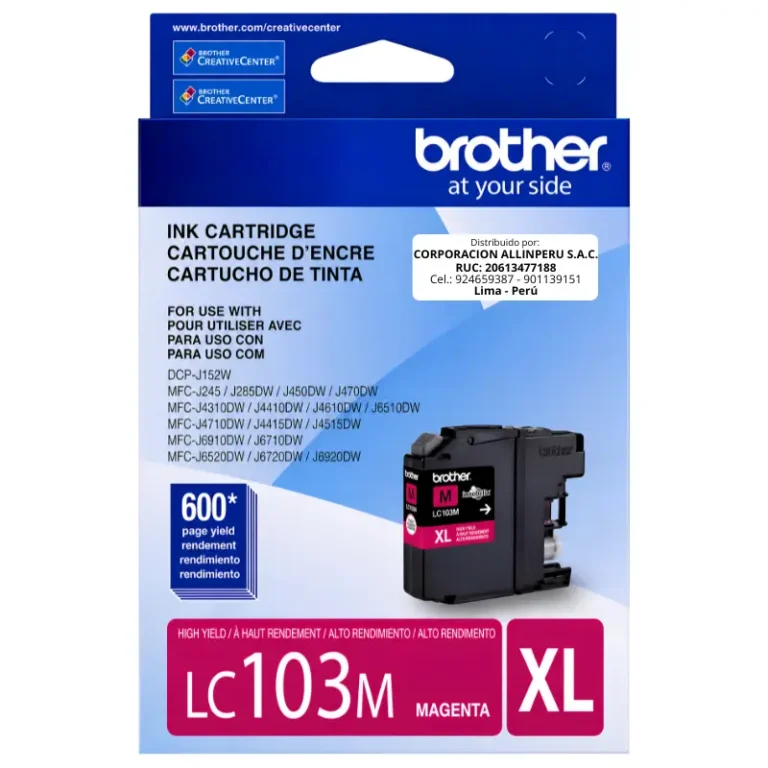Foto de tinta Brother LC103M magenta original vista frontal