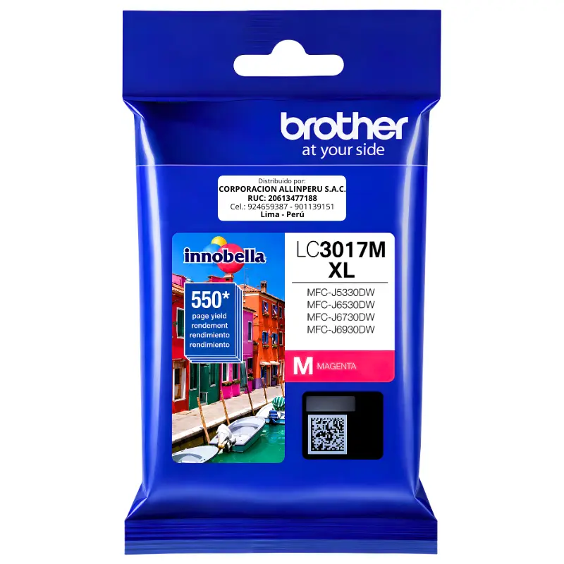 Tinta Brother LC3017M Magenta - Frontal Tinta Brother LC3017M magenta alto rendimiento vista frontal
