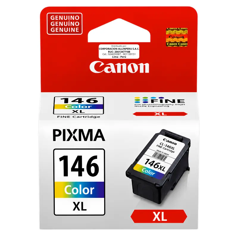Tinta Canon CL-146XL color 13ml cartucho original frontal