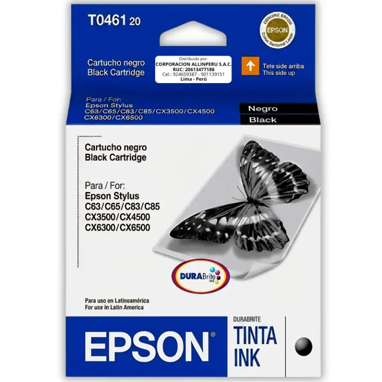 Cartucho de tinta Epson T046120 negro original sellado, vista frontal