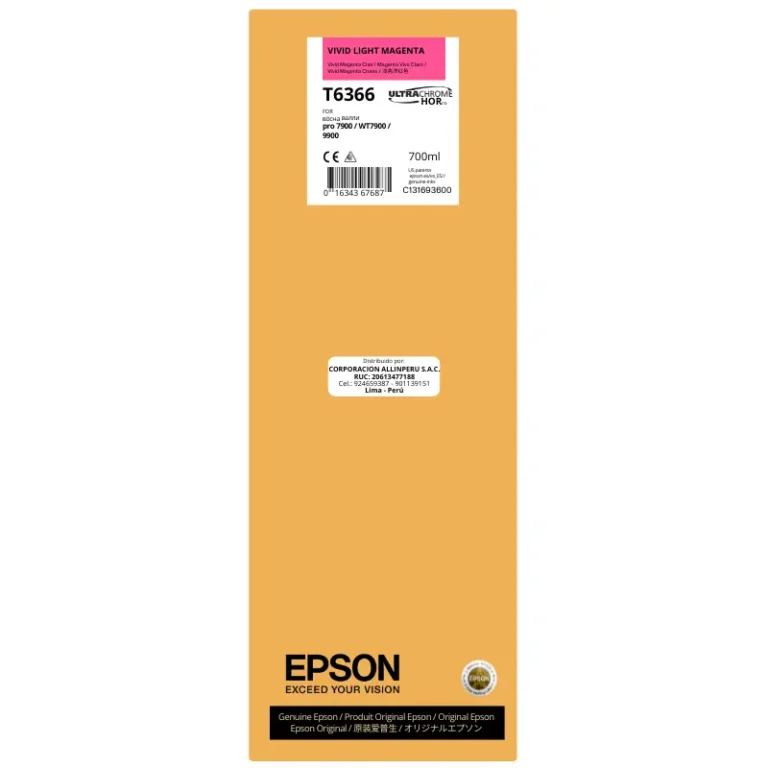 Botella de tinta original Epson T636600 Light Magenta 700 ml sellada de fábrica