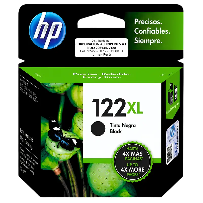 Tinta HP 122XL negro CH563HL cartucho original frontal