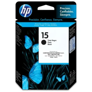 Tinta HP 15 negro C6615DL original de frente sobre fondo blanco