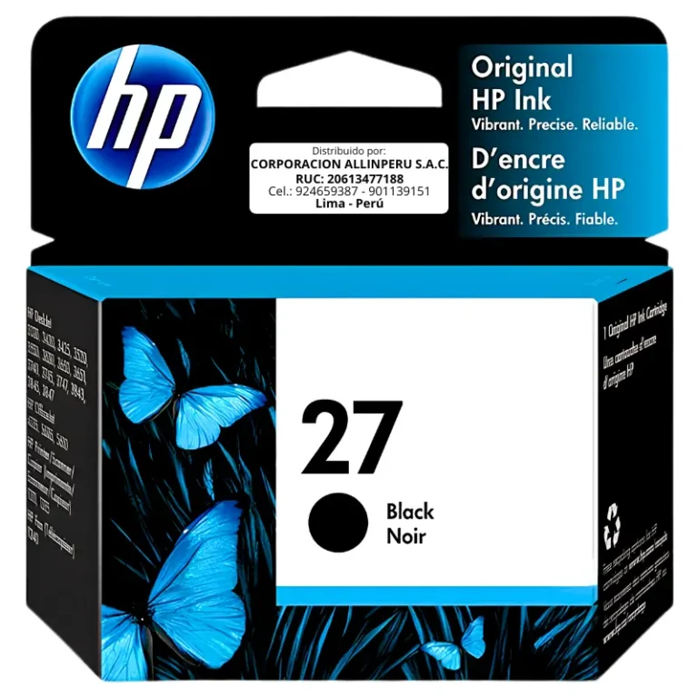Tinta HP 27 Negro C8727AL cartucho original frontal
