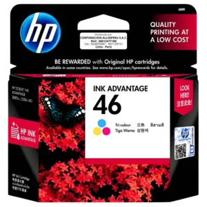 Tinta HP 46 tricolor CZ638AL vista frontal del empaque original