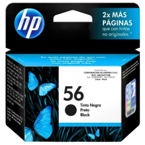 Tinta HP 56 negro original C6656AL vista frontal del empaque