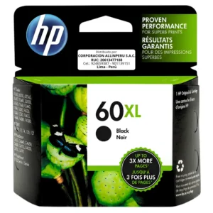 Tinta HP 60XL Negro CC641WL cartucho original vista frontal