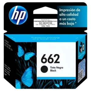 Foto de tinta HP 662 negro CZ103AL original frontal