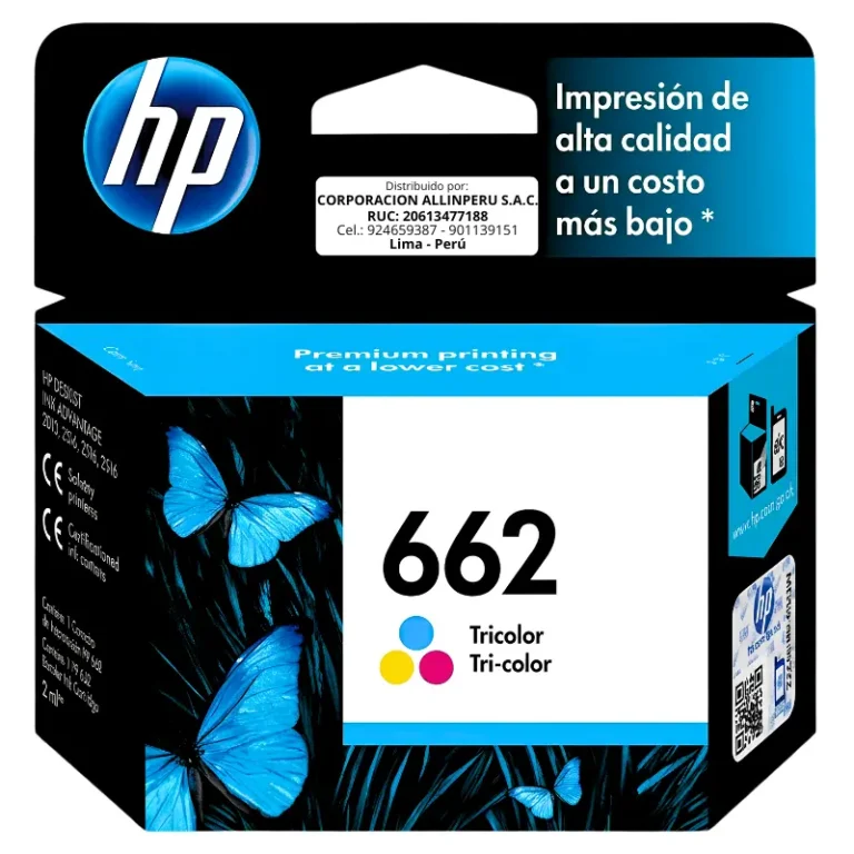 Foto de tinta HP 662 tricolor CZ104AL original frontal
