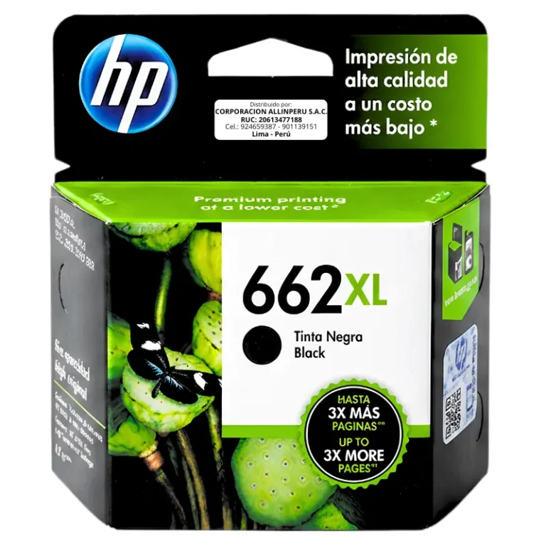 Tinta HP 662XL Negro CZ105AL cartucho original frontal