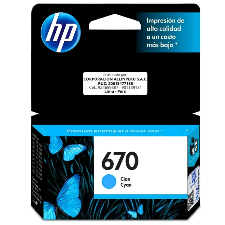 Tinta HP 670 CZ114AL cyan cartucho original