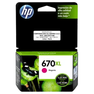 Tinta HP 670XL CZ119AL magenta cartucho original