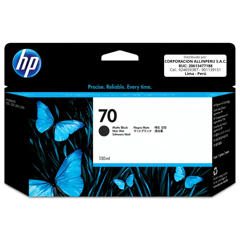 Tinta HP 70 C9448A Negro Mate 130ml
