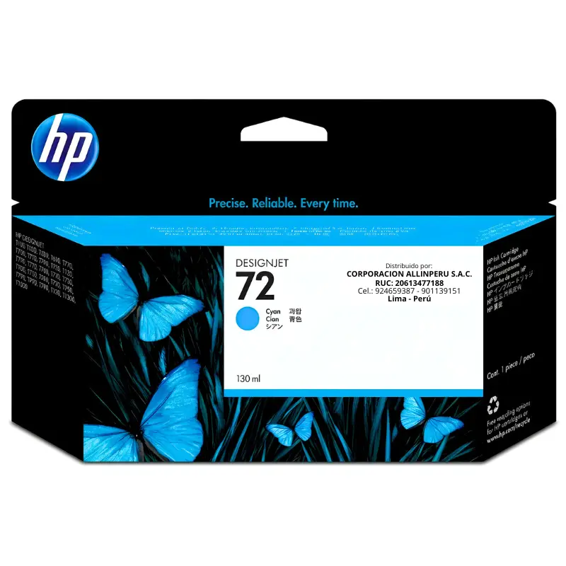 Tinta HP 72 cian C9371A 130ml caja original