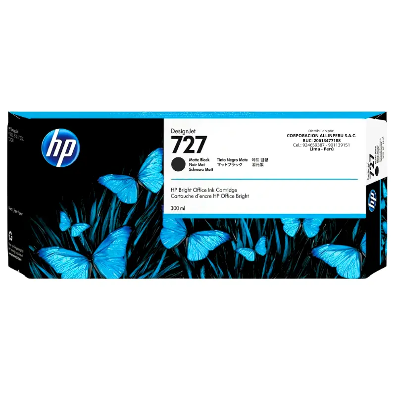Foto de tinta HP 727 negro mate 300ml código C1Q12A original