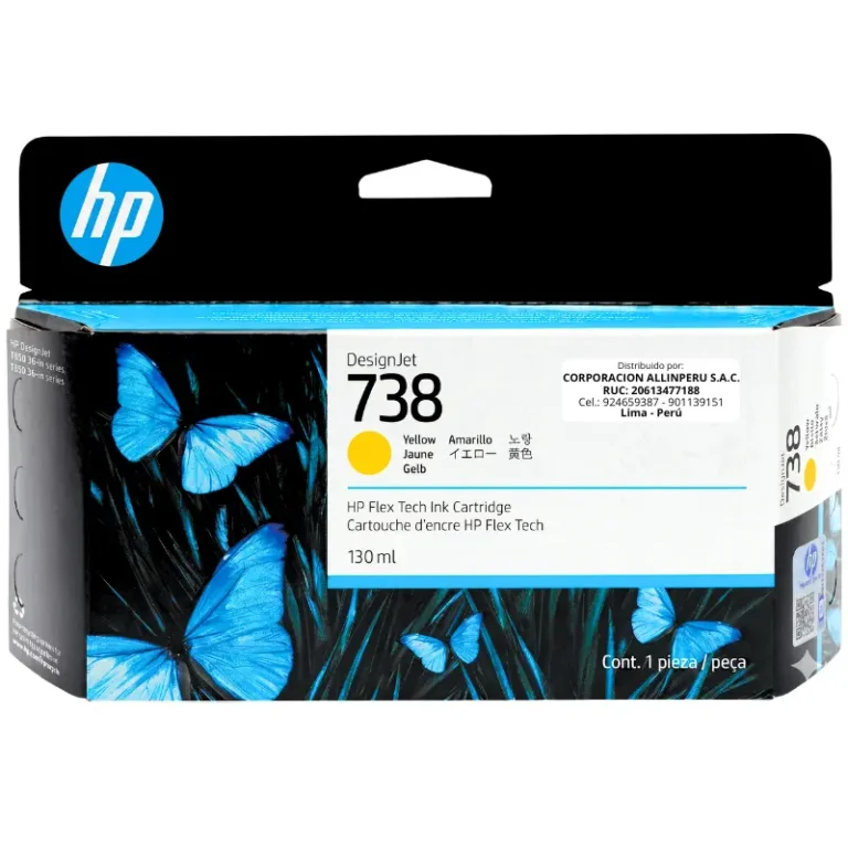 Tinta HP 738 yellow 130ml 498N7A original sellada HP DesignJet T850 T950
