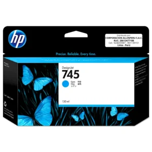 Tinta HP 745 F9J97A Cyan 130ml original vista frontal