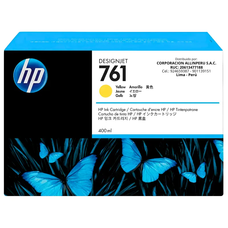 Tinta HP 761 CM992A Yellow 400ml Tinta HP 761 Yellow CM992A original frontal