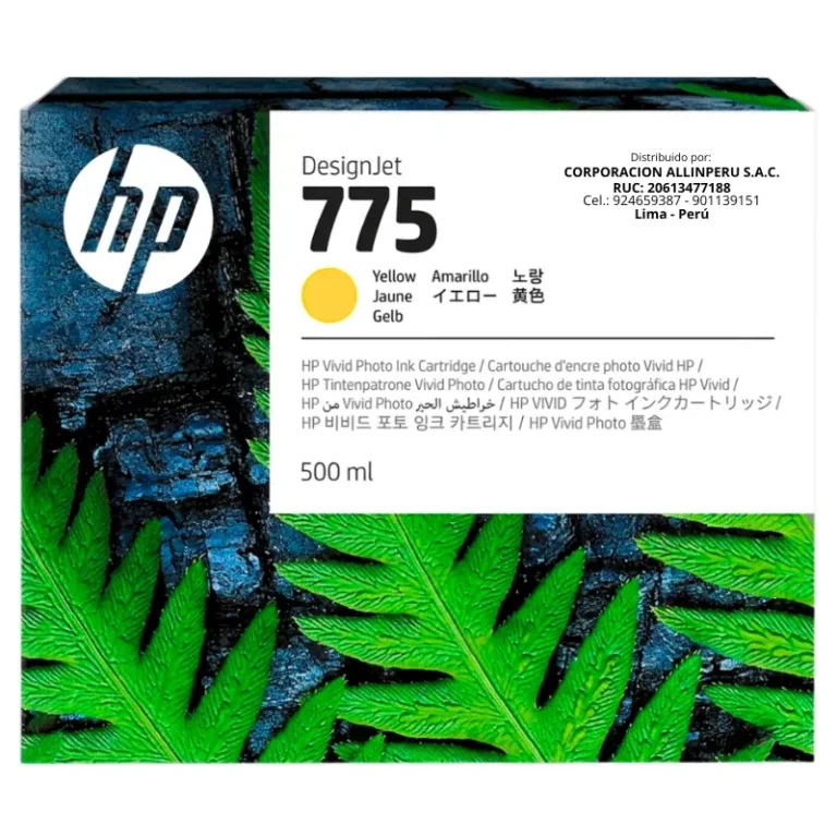 Foto de tinta hp 775 amarillo 500ml código 1XB19A original