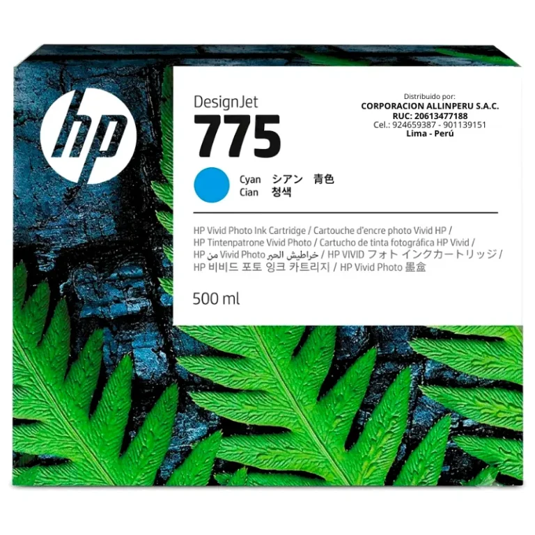 Foto de tinta hp 775 cian 500ml código 1XB17A original