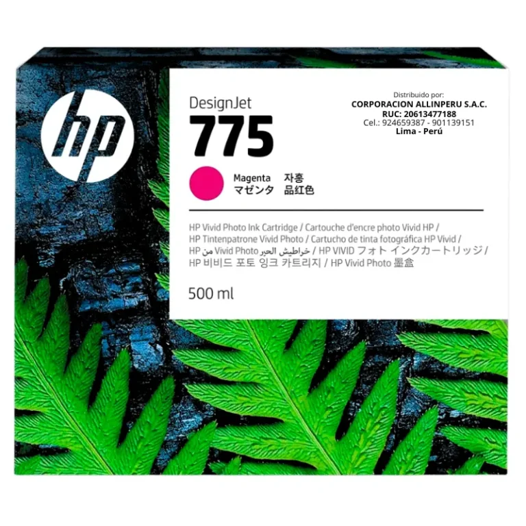 Foto de tinta hp 775 magenta 500ml código 1XB18A original