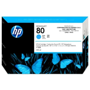 Tinta HP 80 cyan C4846A 350ml original vista frontal