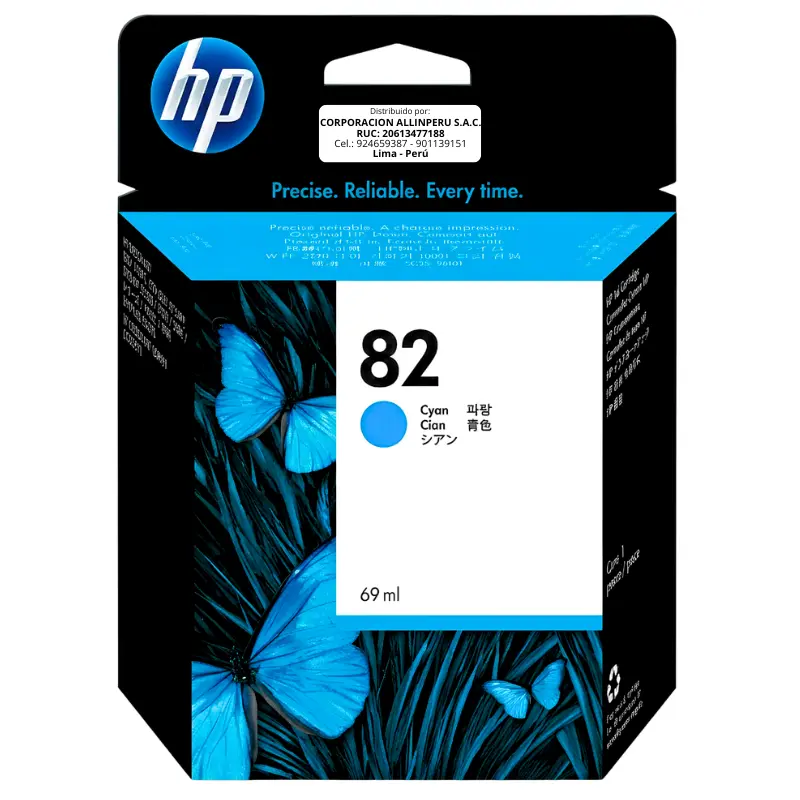 Foto de tinta HP 82 C4911A cian 69ml original