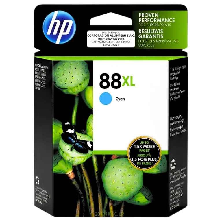 Foto de tinta hp 88xl cyan C9391AL cartucho original de frente
