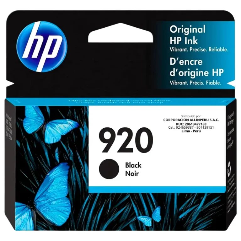 Tinta HP 920 Negro CD971AL cartucho original sobre fondo blanco